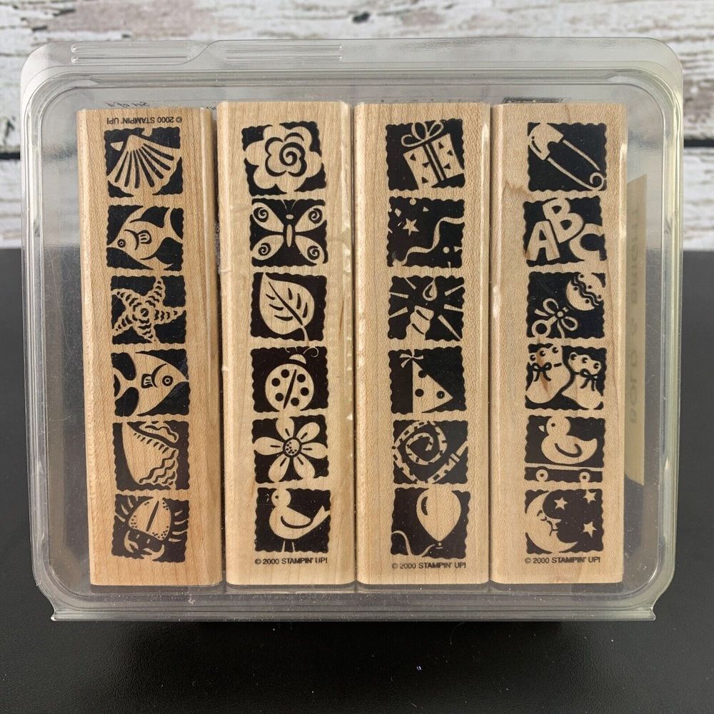 Bold‎ & Bright 4 Pc - Stampin' Up Wooden Stamp Set [2000]